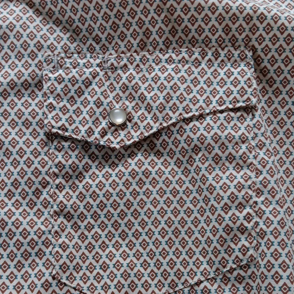 Wrangler Western Brown Patterned Pearl Snap‎ Shirt XXL